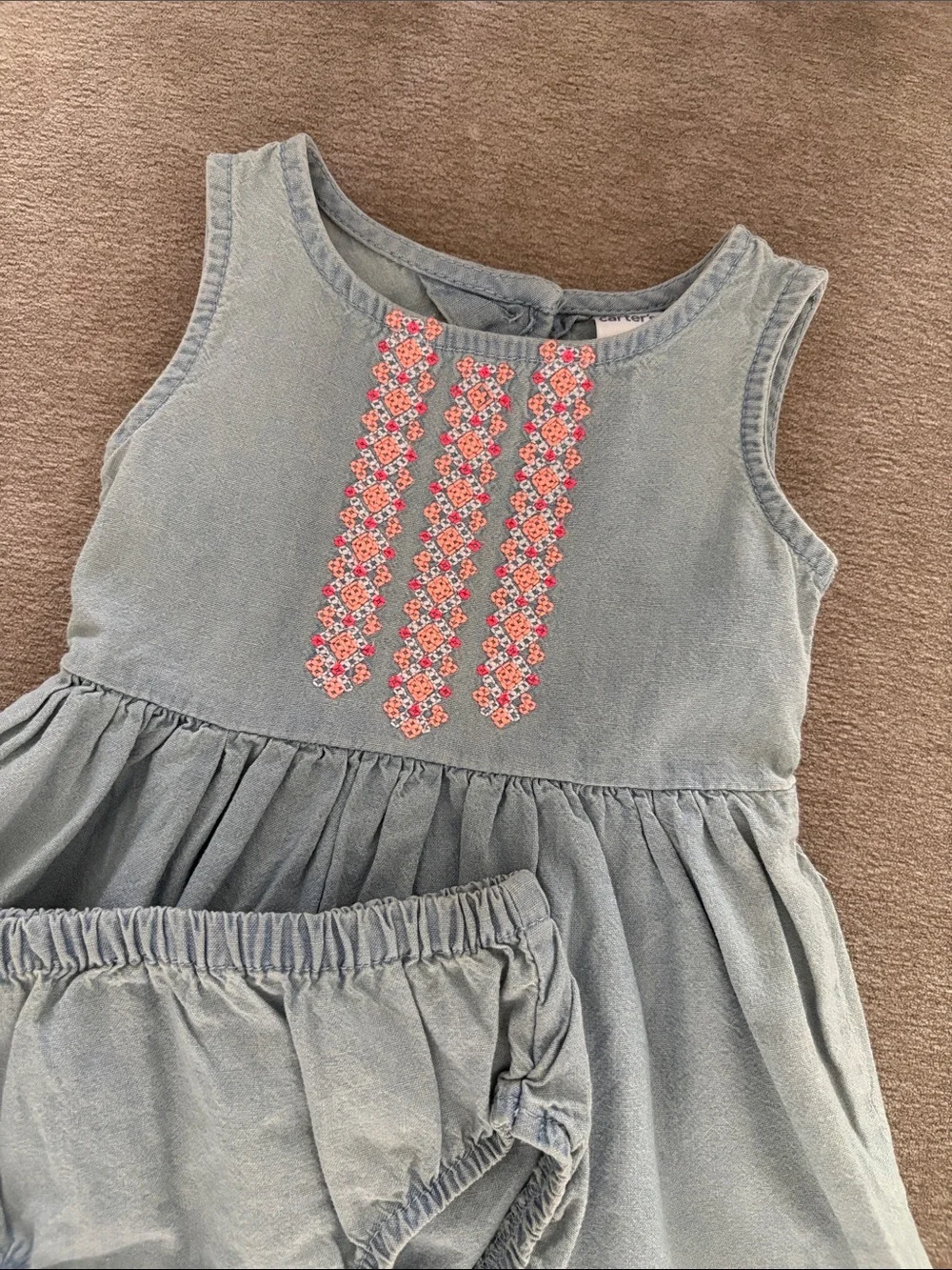Carter's Baby Girls' Chambray Embroidered Dress